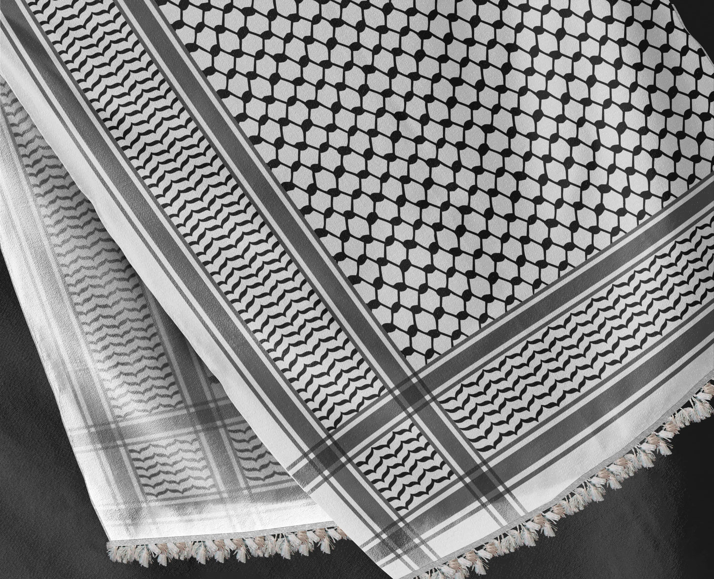 ZAT - E Black and white Scarf NEW IN: Palestinian Black and White Kufiya (Made in Palestine)