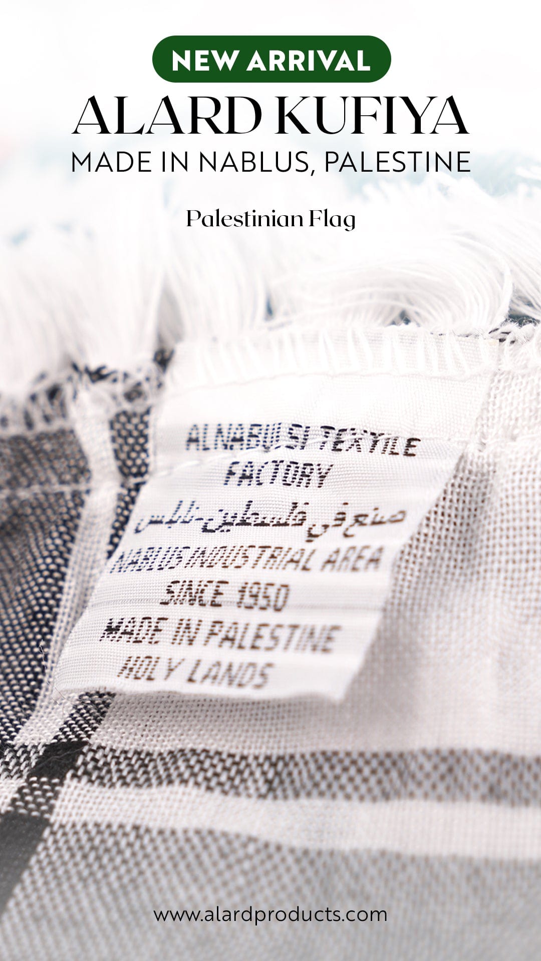 ZAT -  F     Flag  Scarf NEW IN: Nabulsi Palestinian Flag Kufiya (Made in Palestine)