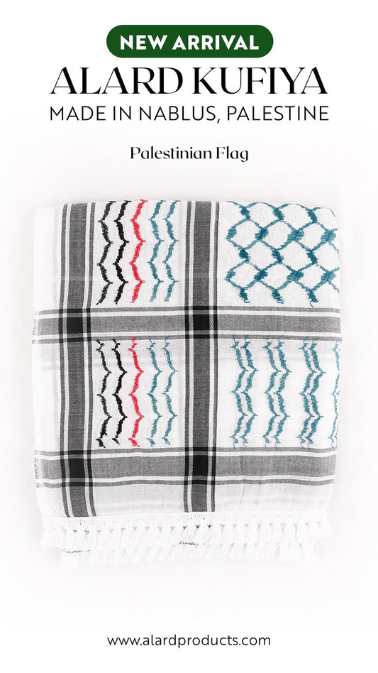 ZAT -  F     Flag  Scarf NEW IN: Nabulsi Palestinian Flag Kufiya (Made in Palestine)