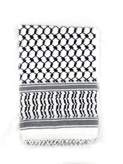 ZAT - E Black and white  Scarf NEW IN: Palestinian Black and White Kufiya (Made in Palestine)