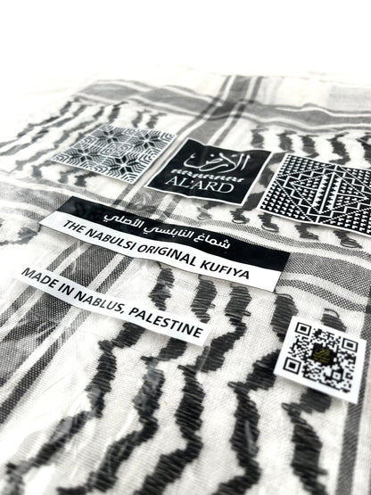 ZAT - E Black and white  Scarf NEW IN: Palestinian Black and White Kufiya (Made in Palestine)