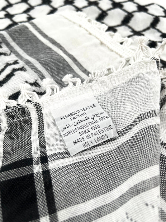 ZAT - E Black and white  Scarf NEW IN: Palestinian Black and White Kufiya (Made in Palestine)